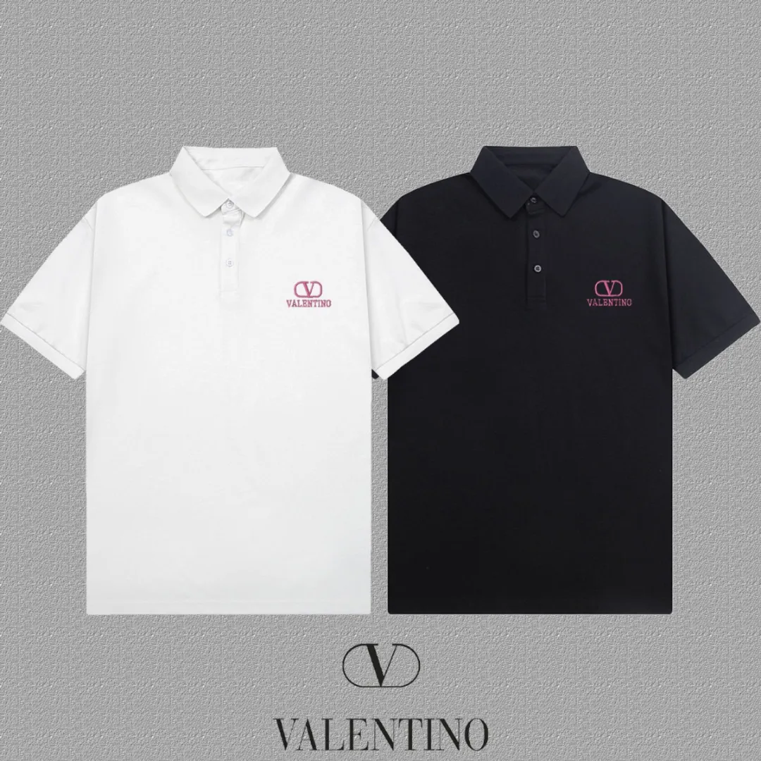 P100✨🔥 [valentine Valentino] 2026FW short-sleeved lapel polo shirt Color: Black White Size: S-XXL